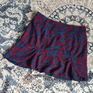 **3/$10** Elegant Floral Mini Skirt in Blue and Red